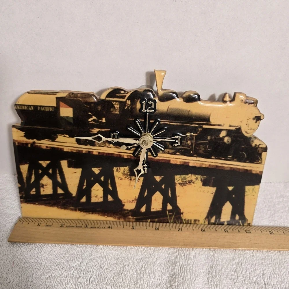 Vintage Steam Train Desk or Wall Clock Size 8x10‎ Shilacked Works
